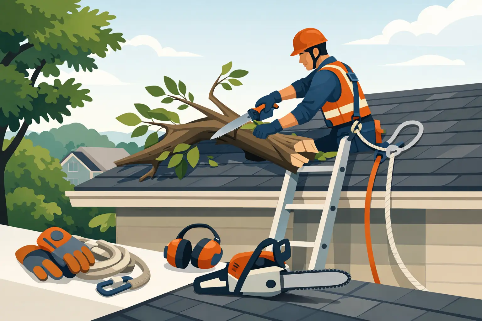 Tree Branch Removal From Roof Done Safely