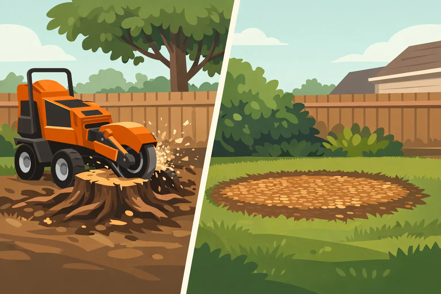 Backyard Stump Grinding Before and After Results