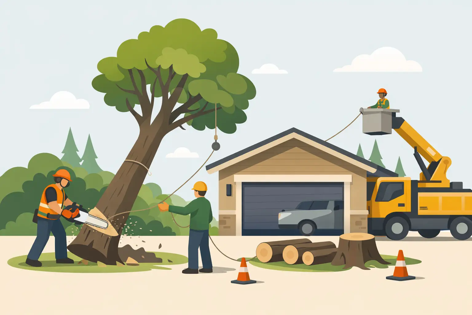 Safe Steps for Removing a Tree Near Your Garage