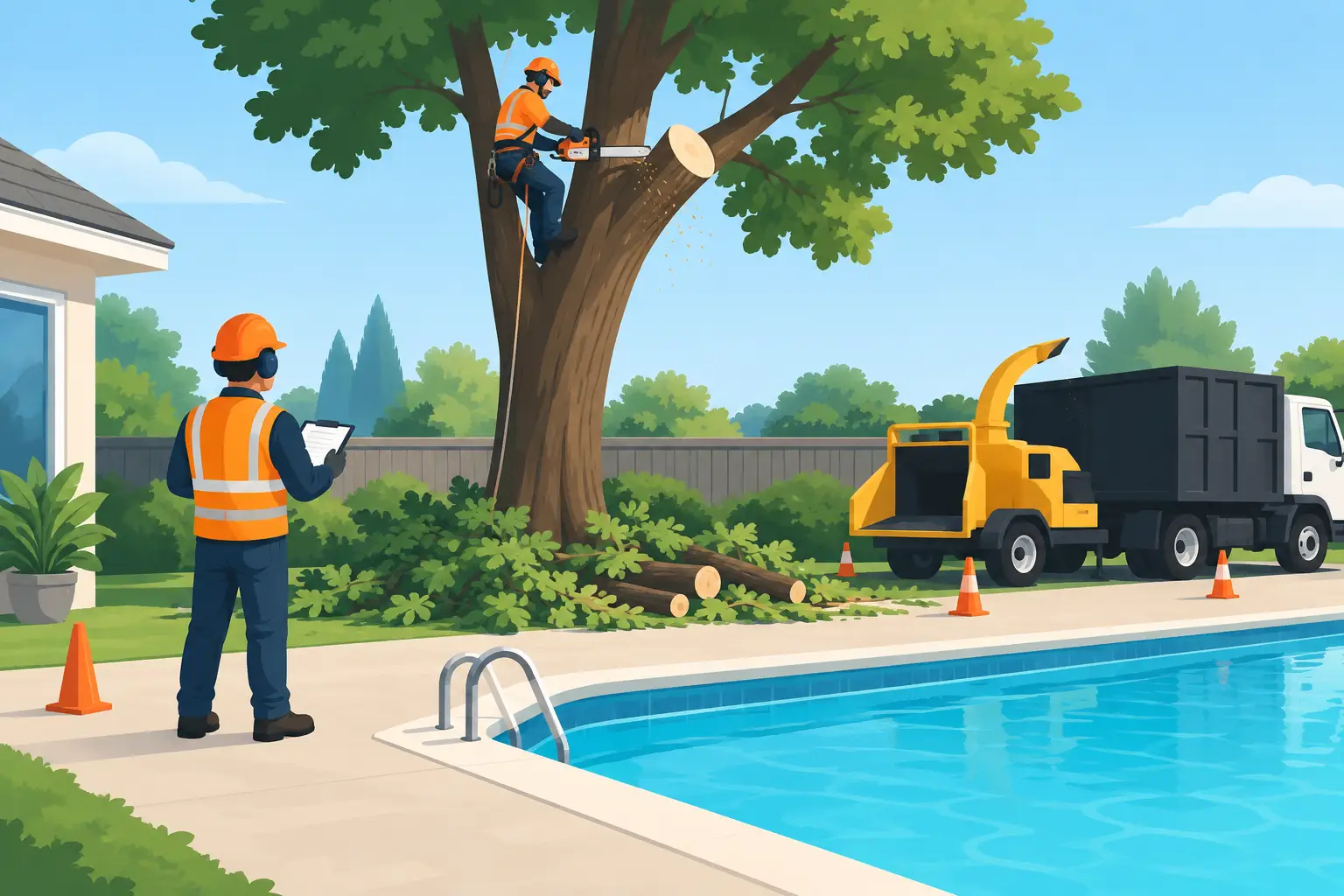Tree Removal Near Pool Example: A Safe Plan